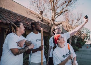 Volunteers Taking Selfie